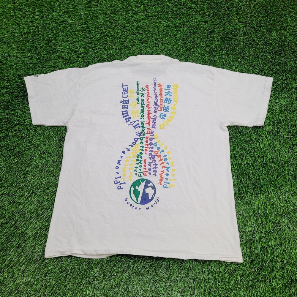 Vintage 90s Earth-Day Shirt Womens Large 21x25 White Better-World